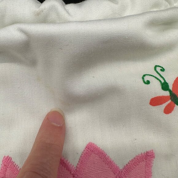 Vintage White Purse 1970s Country Fair Frog Lotus Plastic Hoop Handles Kitschy - Picture 8 of 10